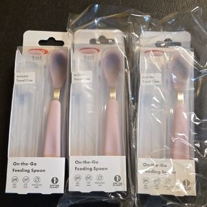 Oxo Pink On-the-Go Feeding Spoon Set 3pk Bundle.